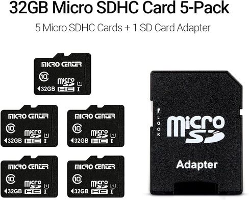 Micro Center 32GB Class 10 MicroSDHC Flash Memory Card with Adapter, 5Pack in Kuwait
