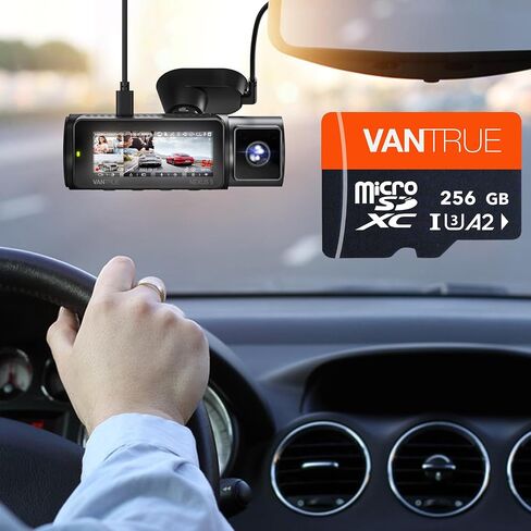 Vantrue 256GB microSDXC UHS-I U3 4K Memory Card with Adapter for Dash Cams | UHS-I U3, 4K UHD video, high speed transfer, monitoring grade, for dash cams, body cams, action cameras, security systems in Kuwait