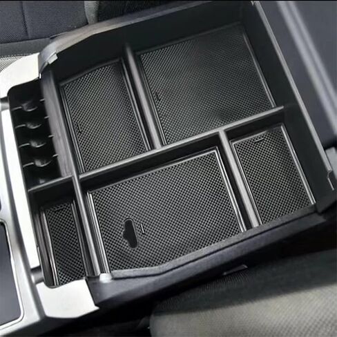 صندوق تخزين مسند الذراع لوحدة التحكم المركزية NA متوافق مع Ford F150 2015 2016 2017 2018 2019 2020 ABS صينية إدراج قفاز منظم، أسود in Kuwait