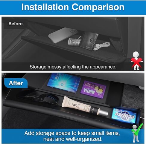 منظم صندوق القفازات لطراز تسلا 3 هايلاند 2023 2024 صندوق القفازات صندوق تخزين نموذج 3 مقصورة القفازات درج منظم الملحقات الداخلية مادة TPE أسود in Kuwait