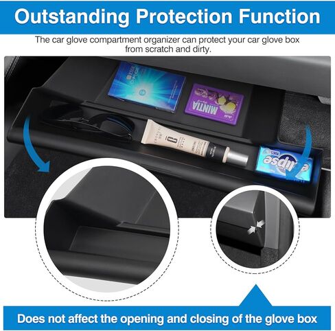 منظم صندوق القفازات لطراز تسلا 3 هايلاند 2023 2024 صندوق القفازات صندوق تخزين نموذج 3 مقصورة القفازات درج منظم الملحقات الداخلية مادة TPE أسود in Kuwait