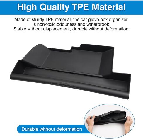 منظم صندوق القفازات لطراز تسلا 3 هايلاند 2023 2024 صندوق القفازات صندوق تخزين نموذج 3 مقصورة القفازات درج منظم الملحقات الداخلية مادة TPE أسود in Kuwait