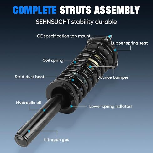 Complete Front and Rear Strut Shock Absorber Fit for Jeep Commander 2006-2010, for Jeep Grand Cherokee 2005-2010, Complete of Hydraulic Front Strut w/Coil Spring Kits Replace for 171377L, 171377R in Saudi Arabia