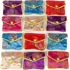 OceeK Travel Jewelry Organizer Bag 15PACK Jewelry Silk Purse Pouch Gift Bags Foldable Jewelry Case ewelry Case Small Jewelry Boxes Journey, Necklaces, Bracelets, Earrings (15P 6580)