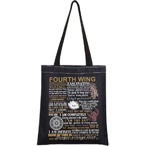 CMNIM Fourth Wing Tote Bag Fourth Wing Book Merch The Empyrean Book Series Inspired Gift for Fans Dragon Rider Book Handbag