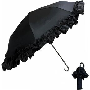 URAWESO Black Parasol Goth Lolita Umbrella UV Sun Protection Vintage Victorian Decor Kawaii Vampire Witch Cosplay