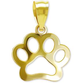 Charm America - Gold Dog Paw Charm Pendant - 10 Karat Solid Yellow Gold - Dog Paw Jewelry