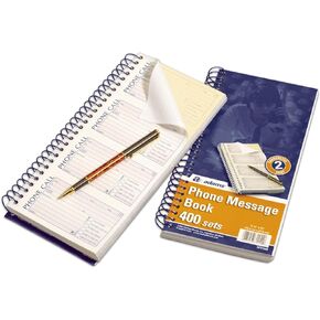 Adams Message Book/Phone Call, Carbonless Duplicate, 5.50 x 11 Inches, 400 Sets per Book (SC1154D), White/Canary (SC1154-5D)