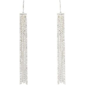 Xioose Silver Women Rhinestone Tassel Earrings, Fashion Lightweight Gorgeous Earrings Hypoallergenic for Sensitive Ears