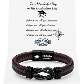Infinity Knot Leather Bracelet Forever Linked Together Bracelet Birthday Christmas Anniversary Bracelet Idea Mens Braided Cuff 7.8/8.5/9 Inches Bracelet for Man Son Husband Boyfriend Brother Grandson