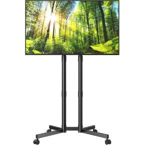 Rolling TV Stand, Mobile TV Cart for 32-70 Inch LCD LED Flat & Curved TVs, Height Adjustable Floor TV Stand with Wheels, Outdoor Portable TV Stand Holds up to 110 lbs, Max VESA 400x400mm