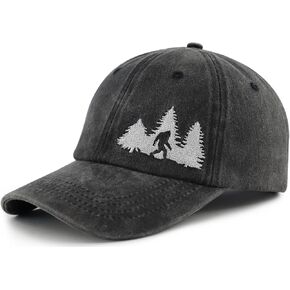 GzacDeope Bigfoot Hat for Men Women, Funny Adjustable Cotton Embroidered Sasquatch Baseball Cap