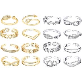24PCS Open Toe Rings for Women Stainless Steel Toe Rings Women Gifts
