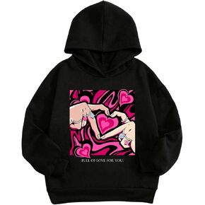 Floerns Girl's Graphic Print Long Sleeve Drop Shoulder Hoodie Sweatshirts