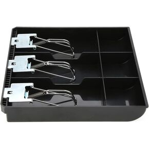Black White Cash Register Insert Tray Three Box Cash Drawer Replacement Cashier with Metal Clip(Black)