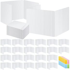 24 حزمة من أغطية الخصوصية البيضاء لمكاتب الطلاب - بلاستيك متين قابل للمسح - فواصل اختبار للفصل الدراسي - دروع خصوصية سهلة التنظيف لفواصل مكتب اختبار الطلاب - تتضمن ملصقات إضافية in Kuwait