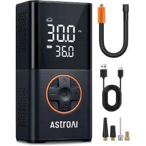 AstroAI L7 Tire Inflator Portable Air Compressor Cordless Bike Pump with Digital Dual Values Display, 150 PSI Car Tires Pump with LED Lights Air Pump for Cars, Motorcycles, Bikes, Balls