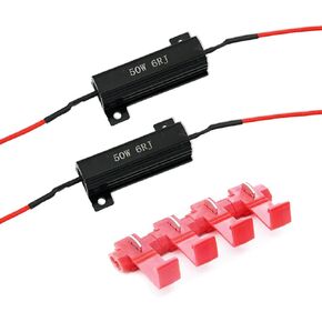 2 PCS LED Turn Signal Light Load Resistor with Clips, 50W 6ohm Waterproof Metal Vehicle DRL Resistor Replacements, Universal Automotive Wire Accessories for Truck SUV Car (Black) in Kuwait