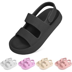 Kids Sandals Boys Girls Cloud Slide Sandals Open Toe Sports Sandals EVA Thick Sole Water Sandals with Hook and Loop Back Strap