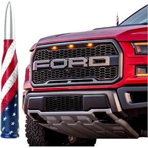 Car Truck 50 Cal Bullet Antenna American Flag Design Compatible with Ford F150 F250 F350, Dodge RAM 1500, Chevy Silverado,GMC sierra, Jeep Wrangler/Gladiator, Toyota Tundra/Tacoma.1990-Current.