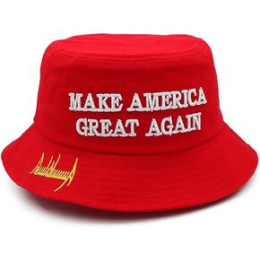 MAGA Bucket Hat, Trump 2024 Hat Make America Great Again Donald Trump Slogan Cap Unisex Outdoor 3D Embroidery Flat Top Cap