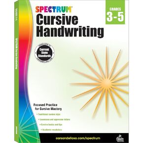 Spectrum Cursive Handwriting Workbook for Kids Ages 8 to 12, Letters and Cross-Curricular Words Cursive Handwriting Workbook for Kids, Grades 3 to 5 - 96 Pages