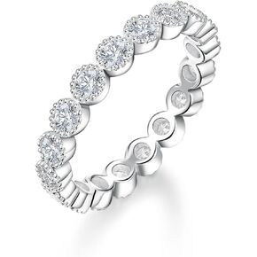 Moissanite Eternity Rings for Women, D Color VVS1 Lab Created Diamond Wedding Bands, 925 Sterling Silver Engagement Ring, Stackable Anniversary Band, Size 4-11