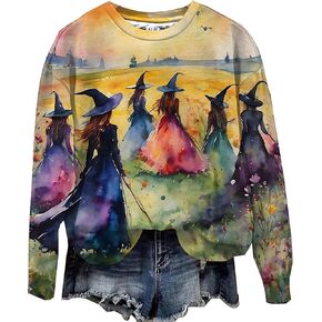 It's Just A Bunch of Hocus Pocus Halloween Sweatshirt Women Funny Sanderson Sisters Graphic Long Sleeve Tee Tops
