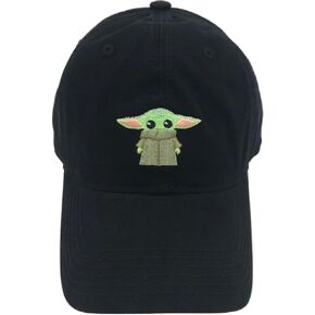 STAR WARS Men's Mandalorian The Child Cotton Adjustable Baseball Cap with Curved Brim, Black, One size