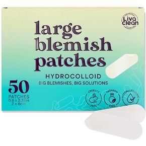 LivaClean 50CT Large Hydrocolloid Acne Patches - For Pore Spots Nose Face Cystic Pimple Zit Patch - Big Pimple Patches Hydrocolloid Bandages Strips Stickers Pimple Patch XL Large Acne Patch Large