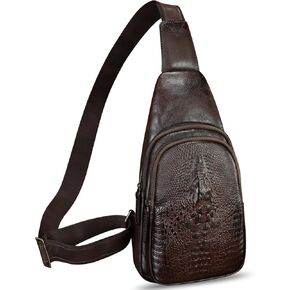 Genuine Leather Silng Bag for Women and Men Real Leather Sling Backpack Chest Purse Shoulder Crossbody Bag