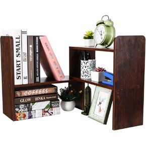 PAG Desk Organizer Desktop Shelf Adjustable Countertop Bookshelf Small Table Shelves Book Organizer Office Organization for Desk, Black