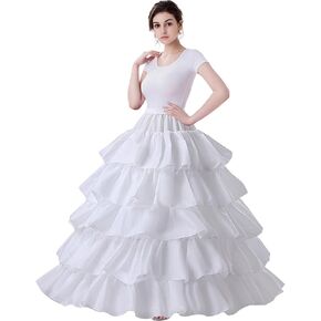 Make you perfect Hoop Skirt Petticoat Skirt for Women Ball Gown Slip Crinoline Underskirt 5 Ruffles 4 Hoop(White3)