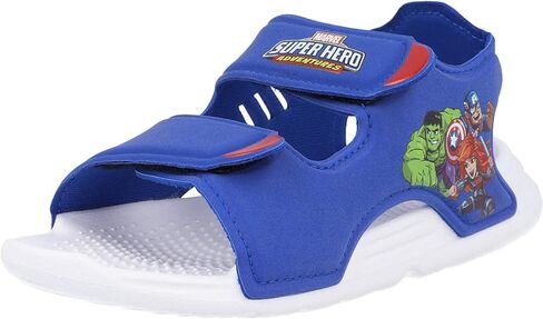 صندل سباحة أديداس C أزرق ملكي/أحمر صناعي 2 US للأطفال الصغار in Kuwait