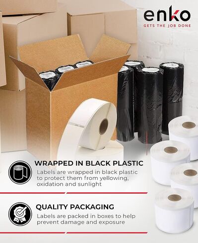 enKo (6 بكرات، 1320 ملصقًا) ملصقات العناوين والشحن 30323 (2-1/8 × 4 بوصات) متوافقة مع Dymo LabelWriter in Kuwait