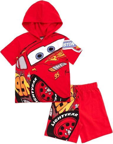 Disney Mickey Mouse Lion King Cars Monsters Inc. Hooded T-Shirt and French Terry Shorts Outfit Set Toddler to Big Kid in Saudi Arabia