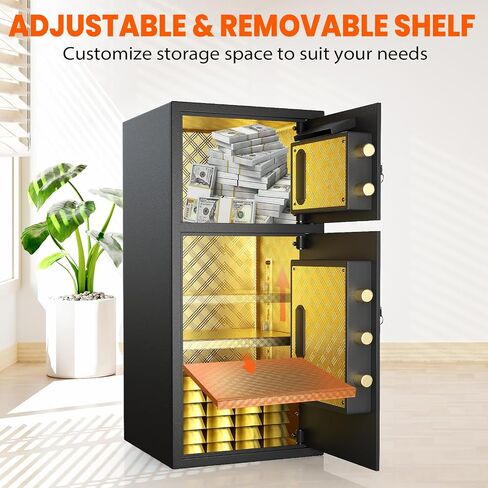 Extra Large Safe Box, Double Door Security Safes Heavy Duty, Home Office Cabinet Safe with Fireproof Document Bag, Deposit Slot & Adjustable Shelf, Hidden Box for Jewelry, Money, Gun in Saudi Arabia