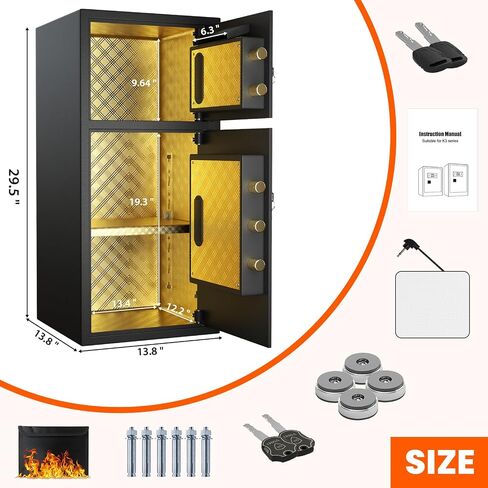 Extra Large Safe Box, Double Door Security Safes Heavy Duty, Home Office Cabinet Safe with Fireproof Document Bag, Deposit Slot & Adjustable Shelf, Hidden Box for Jewelry, Money, Gun in Saudi Arabia