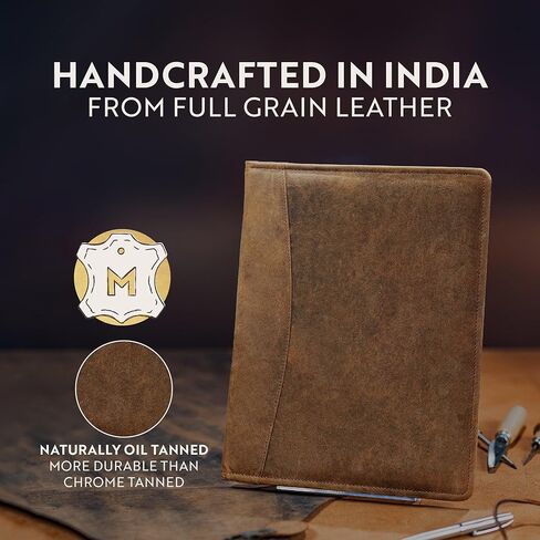 Moonster Leather Portfolio Professional Organizer Padfolio – Resume Folder with Luxury Pen - Leather Binder Portfolio Writing Pad with Business Card Holder - Portfolio Folder for Men & Women in Kuwait