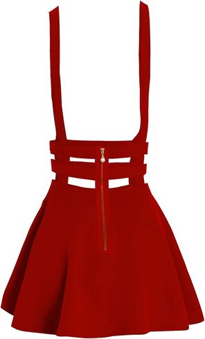 ZHANCHTONG Women's Elastic Waist Pleated Short Braces Skirt Mini Suspender Skirt in Kuwait