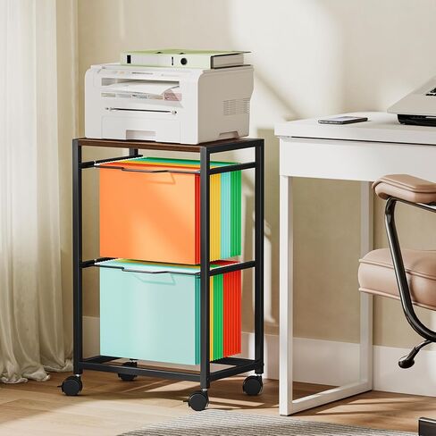 Snughome Rolling File Carts with Wheels Hanging Files for Letter Size, 2 Tiers Metal Movable File Cart, Pull-Out Filing Holder in Kuwait