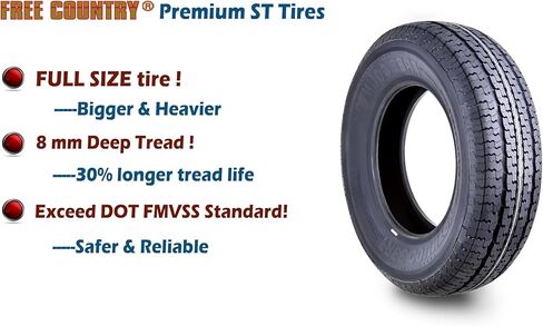 مجموعة عجلات إطارات المقطورة ST205/75R15 8 طبقات D 107M 5 عروة على حافة بيضاء PCD مقاس 4.5 بوصة، مجموعة 2 in Kuwait