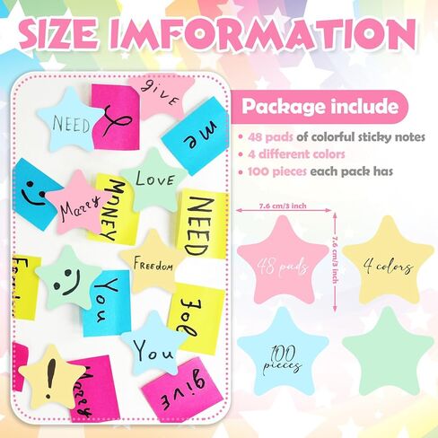 48 Pads Sticky Notes Bulk 4800 Sheets 3 x 3 Inches Self Sticky Note Pad Christian Charity Donation Supplies Party Favors Self Stick Pads for School Office Home Supplies(Tulip) in Kuwait
