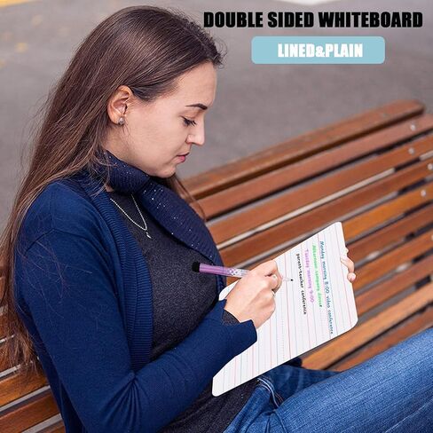20 Pcs 9"x12" Double Sided Dry Erase Boards, Small Whiteboards with Lines for Students Classroom Teachers School Supplies Office with 24Pens 24 Erasers 24 Pen Clips in Saudi Arabia