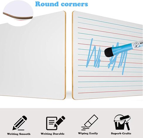 20 Pcs 9"x12" Double Sided Dry Erase Boards, Small Whiteboards with Lines for Students Classroom Teachers School Supplies Office with 24Pens 24 Erasers 24 Pen Clips in Saudi Arabia