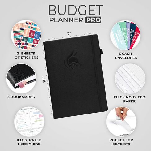 Clever Fox Budget Planner Pro - منظم مالي + نظام ميزانية المغلف النقدي. مجلة مالية شهرية، متتبع النفقات ودفتر الحسابات الشخصية. غير مؤرخ - ابدأ في أي وقت. (7 × 10 بوصة) - رمادي in Kuwait