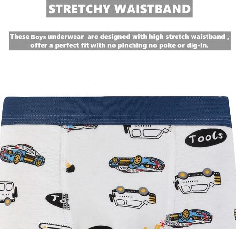 Boys Breathable Dinosaur Car Cotton Boxer Brief Underwear Sets in Kuwait