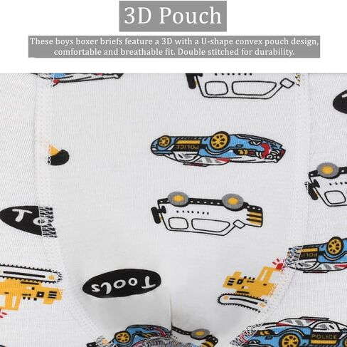 Boys Breathable Dinosaur Car Cotton Boxer Brief Underwear Sets in Kuwait