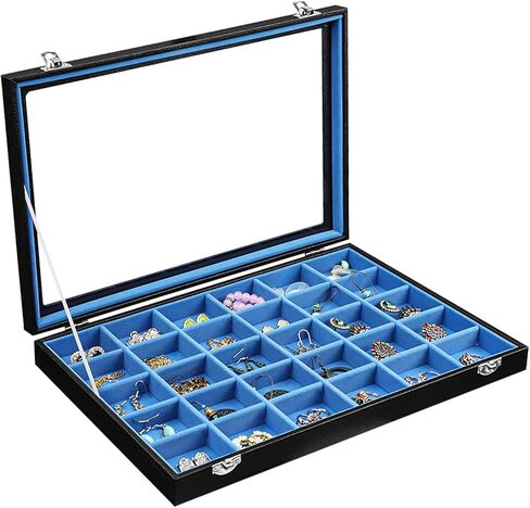 Stratalife Jewelry Holder Organizer Jewelry Drawer Organizer Earring Holder Jewelry Organizer Tray Earring Organizer for Women Girls Anti Tarnish Jewelry Box 30 Grid (Blue Black) in Saudi Arabia