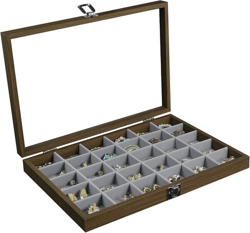 Stratalife Wood Jewelry Organizer Jewelry Tray 40 Grid Jewelry Holder Organizer Jewelry Box Jewelry Tray with Lid Earring Organizer Jewelry Storage Jewelry Trays for Drawers Vintage Style in Saudi Arabia